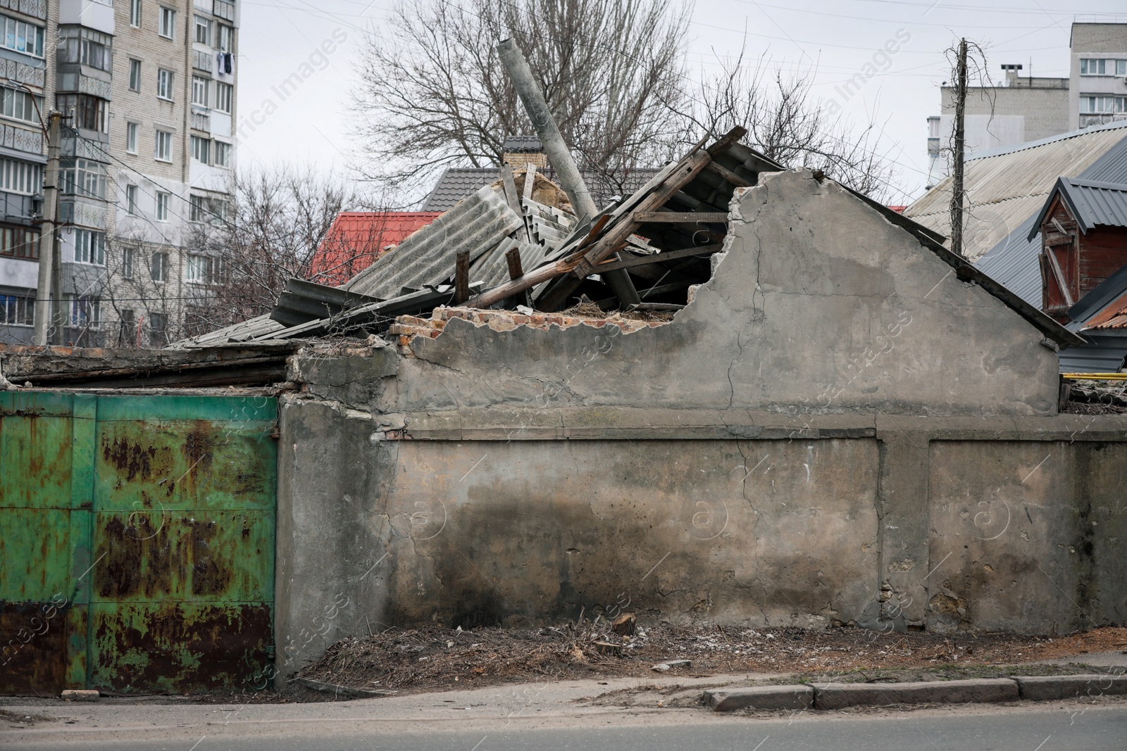 Photo of View of ruined house after strong earthquake