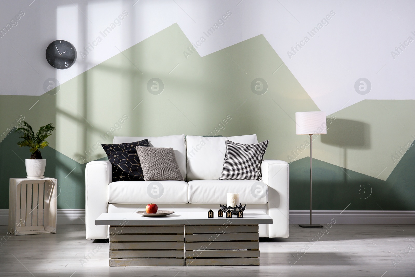 Photo of Living room interior with comfortable sofa