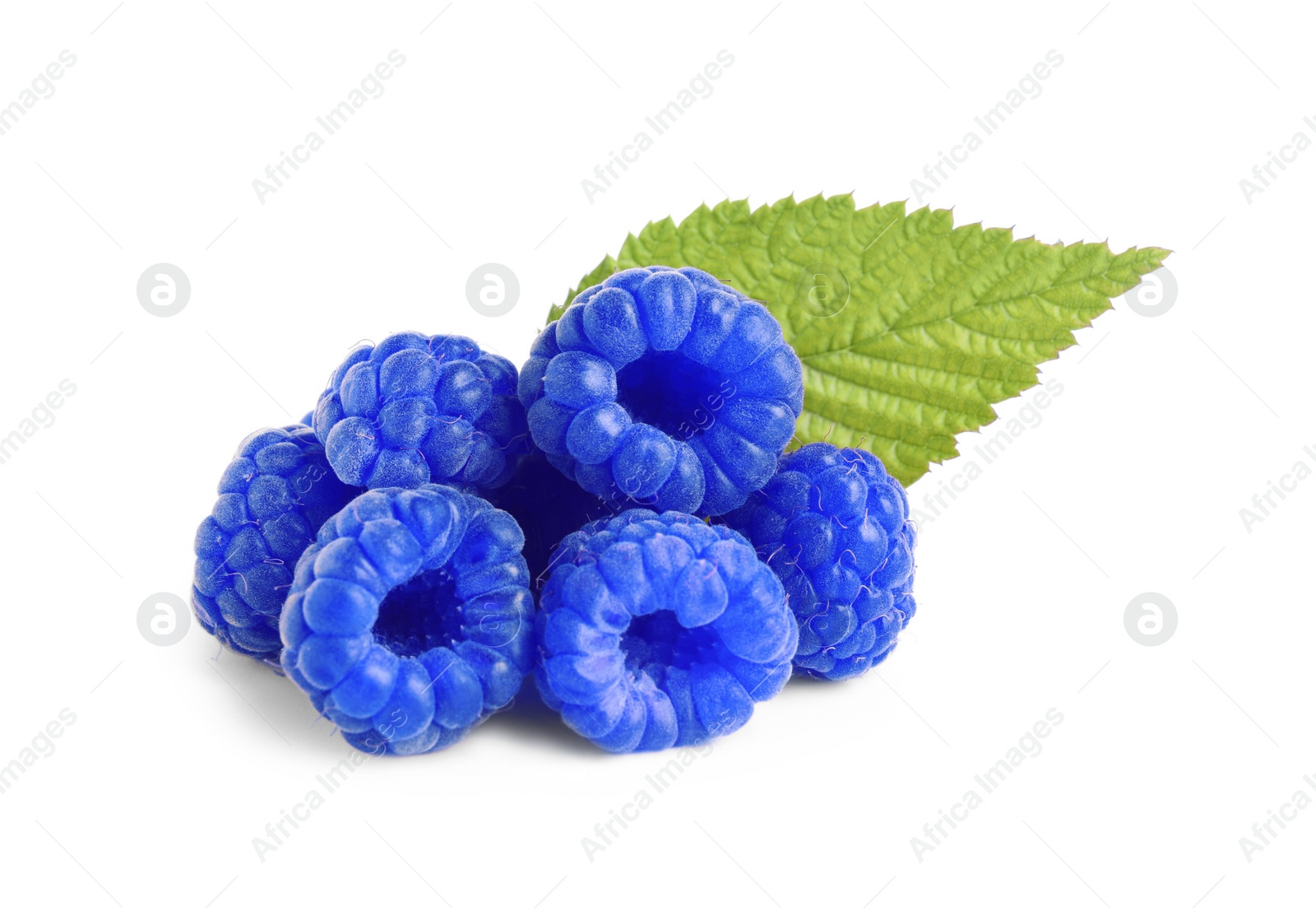 Image of Fresh tasty blue raspberries isolated on white