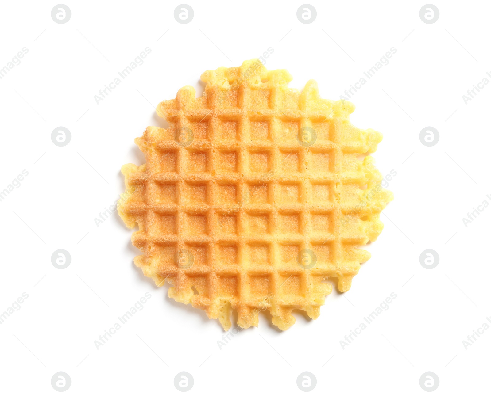 Photo of Delicious waffle for breakfast on white background