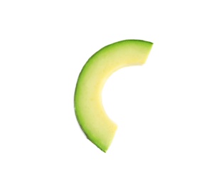 Slice of avocado on white background