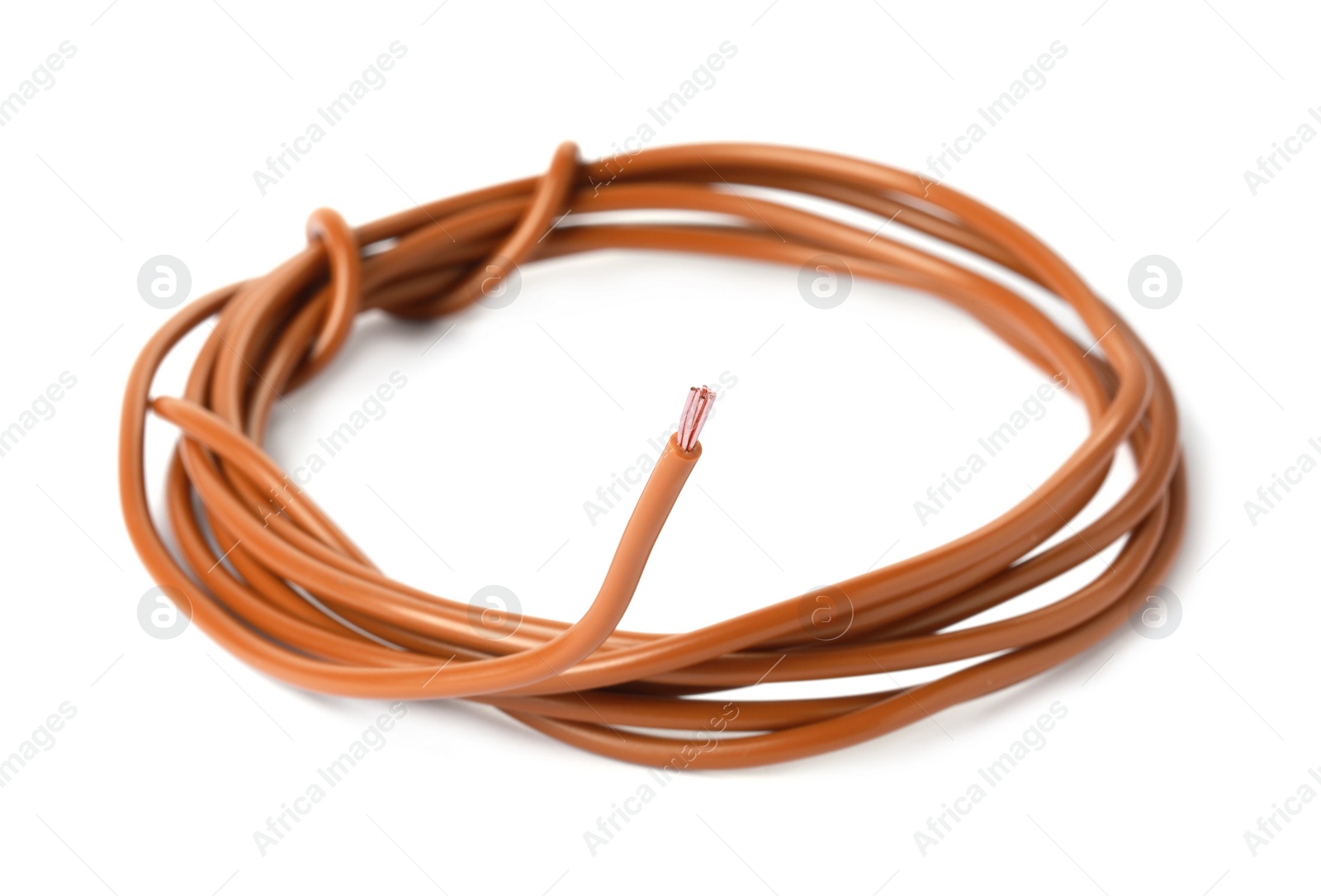 Photo of One new electrical wire isolated on white