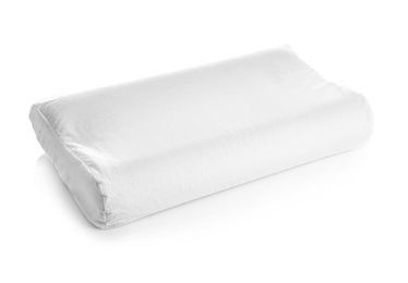 Photo of Clean soft orthopedic pillow on white background