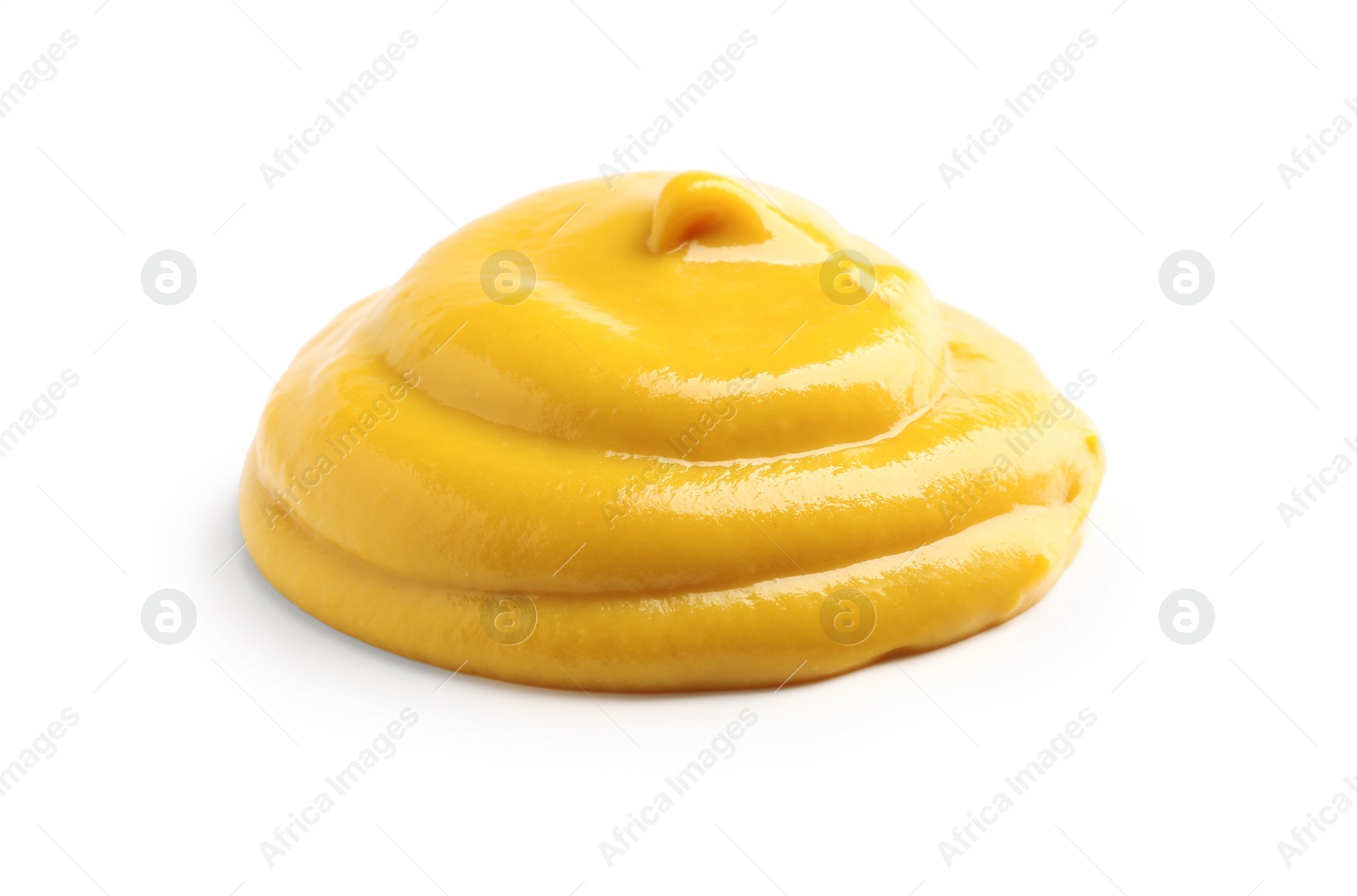 Photo of Delicious mustard isolated on white. Spicy sauce