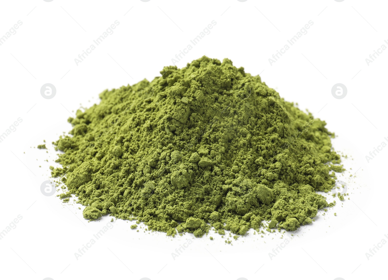 Photo of Pile of green matcha powder isolated on white