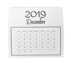 Paper calendar isolated on white. Planning concept