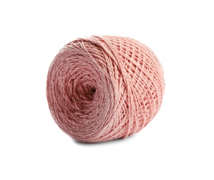 Clew of color knitting thread on white background