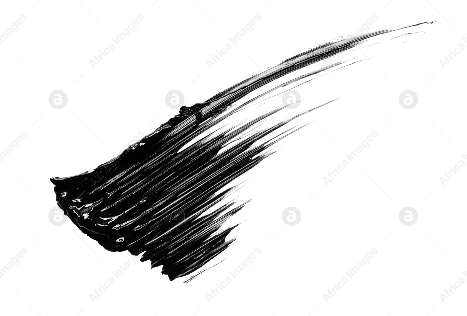 Photo of Smear of black mascara isolated on white, top view