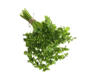 Photo of Bunch of fresh green parsley on white background