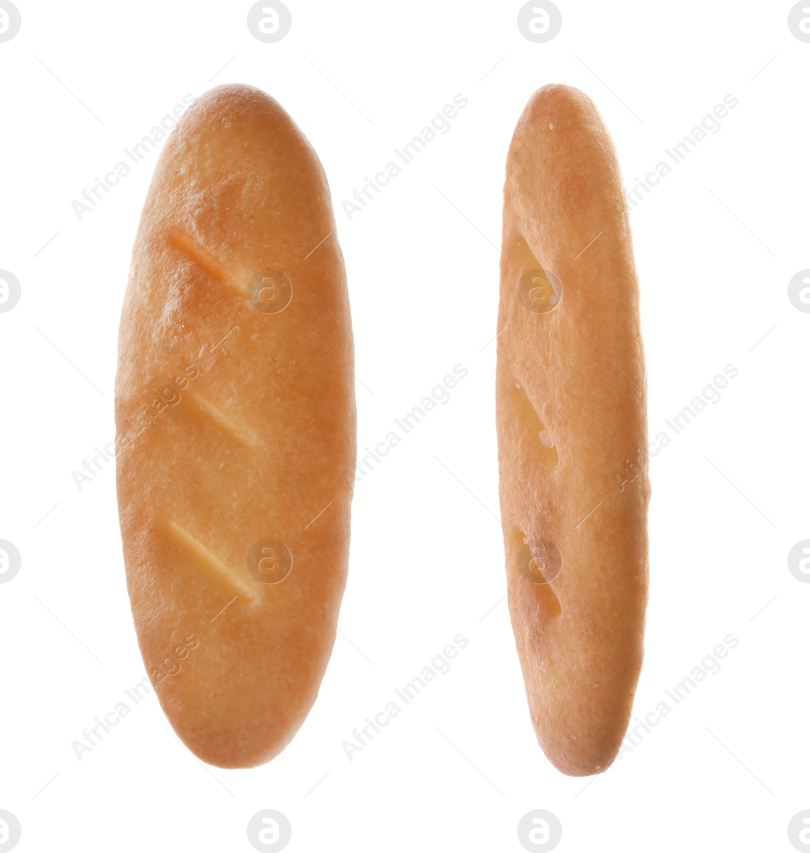 Image of Tasty crispy crackers on white background. Dry biscuit