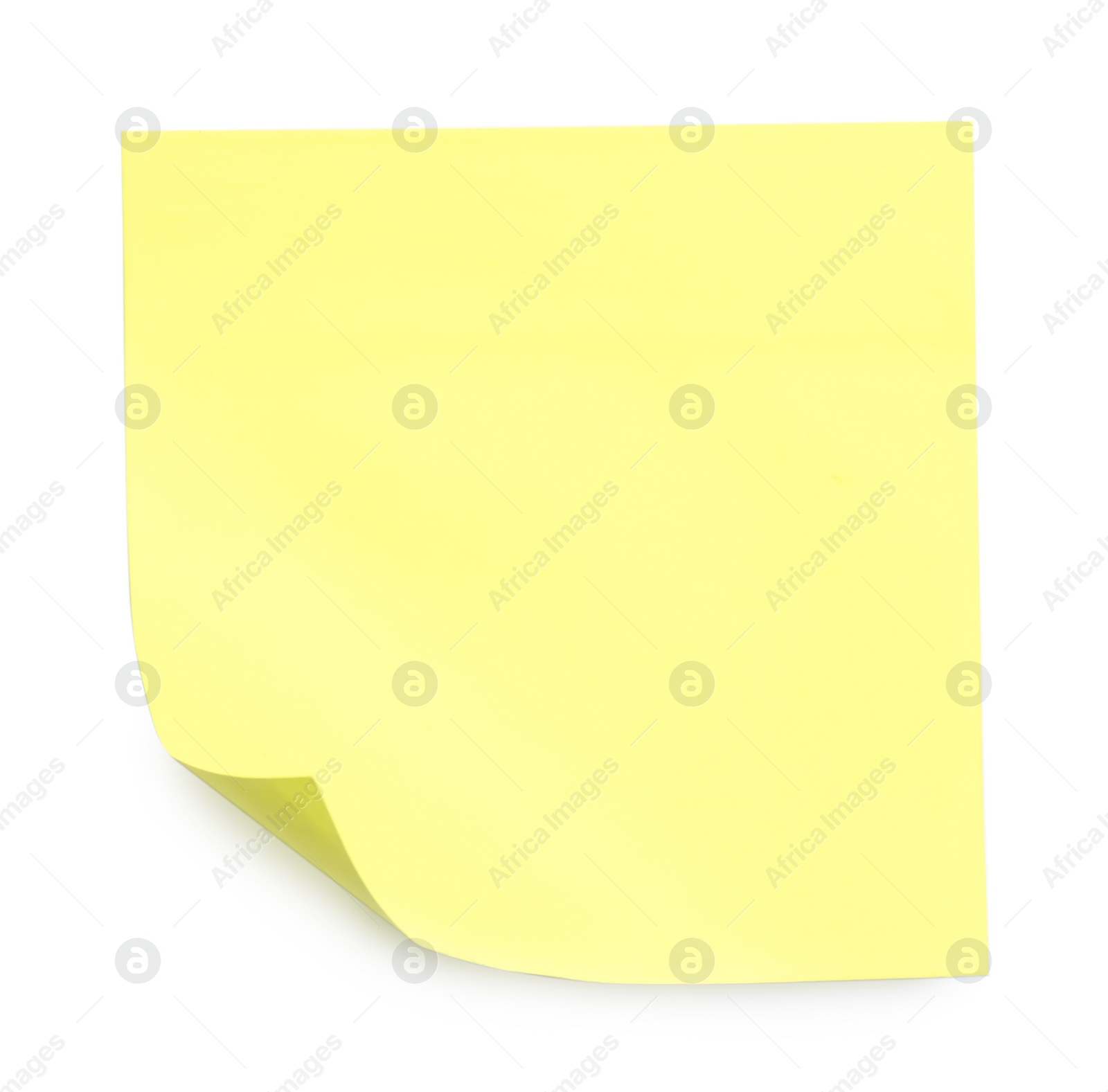 Photo of Blank yellow sticky note on white background, top view