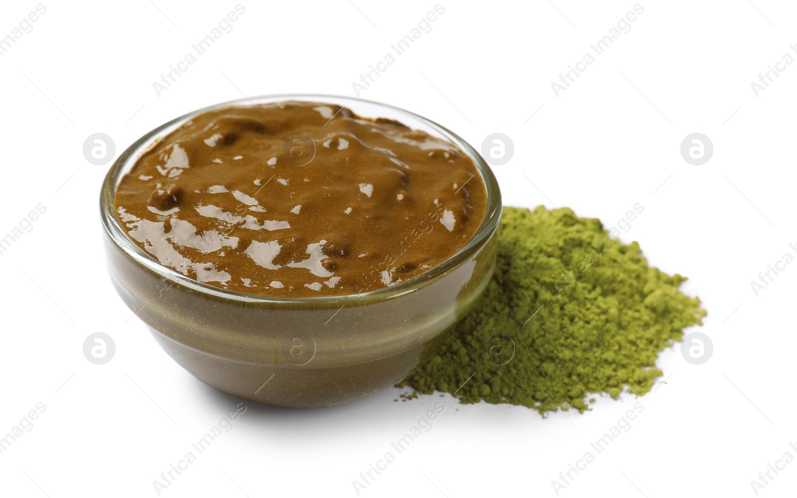 Photo of Henna paste and powder isolated on white