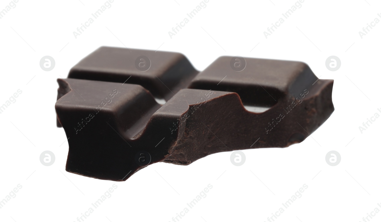 Photo of Piece of delicious dark chocolate isolated on white