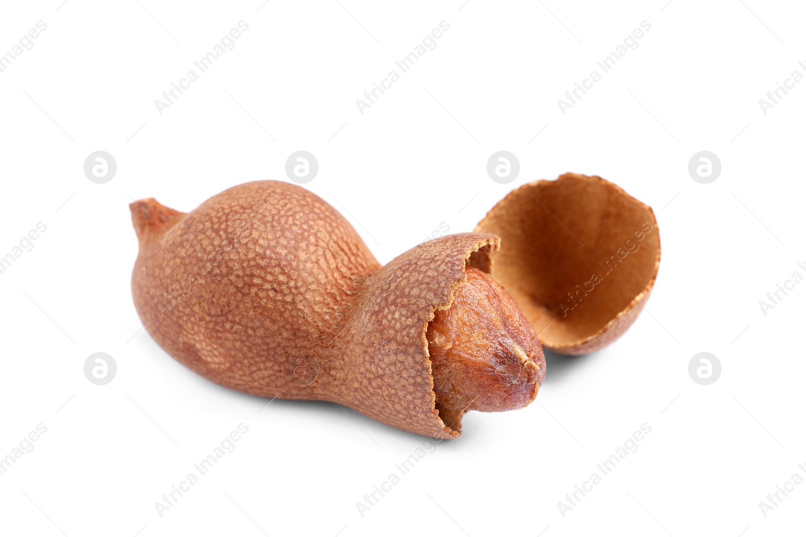 Photo of Delicious ripe tamarind on white background. Exotic fruit