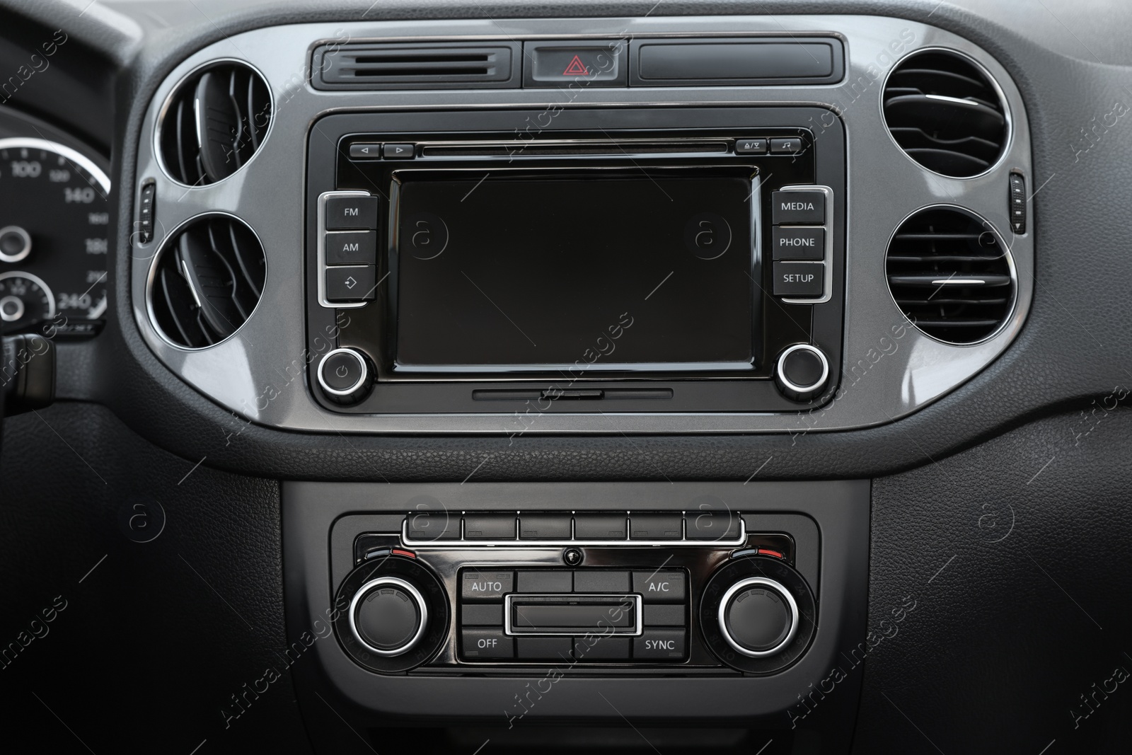 Photo of View of dashboard with vehicle audio in car