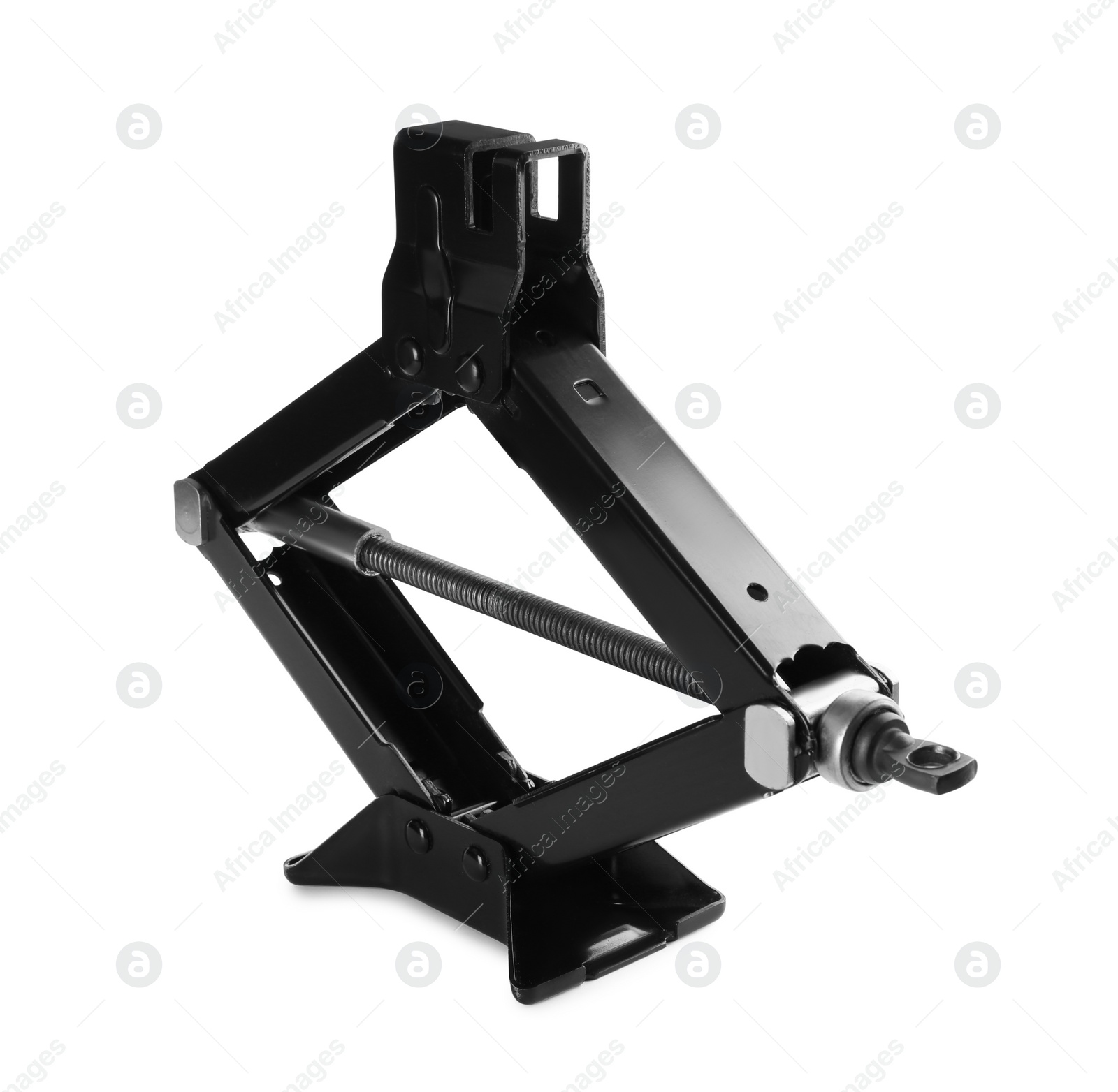 Photo of Black car scissor jack isolated on white