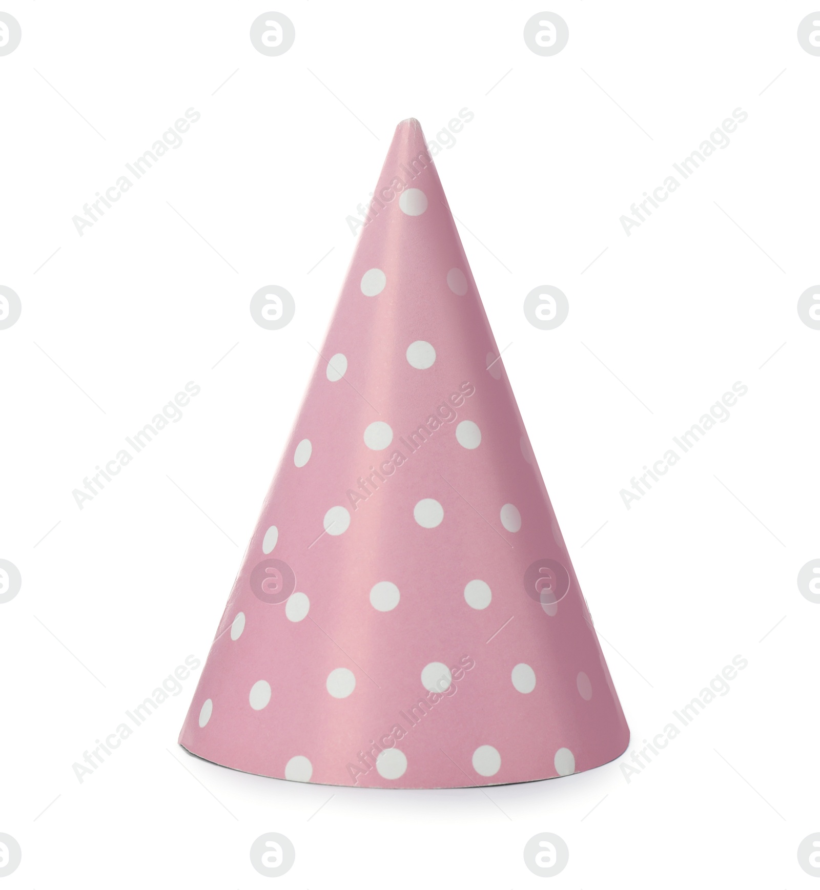 Photo of Bright party hat isolated on white. Festive accessory