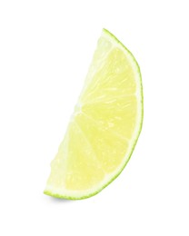 Photo of Citrus fruit. Slice of fresh lime isolated on white