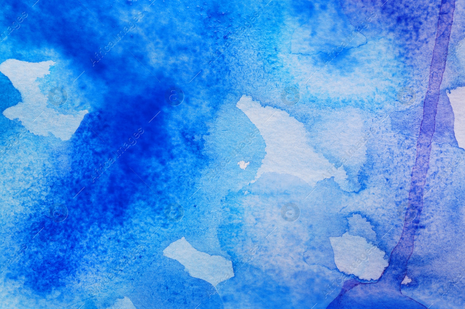 Photo of Abstract blue watercolor painting as background, top view