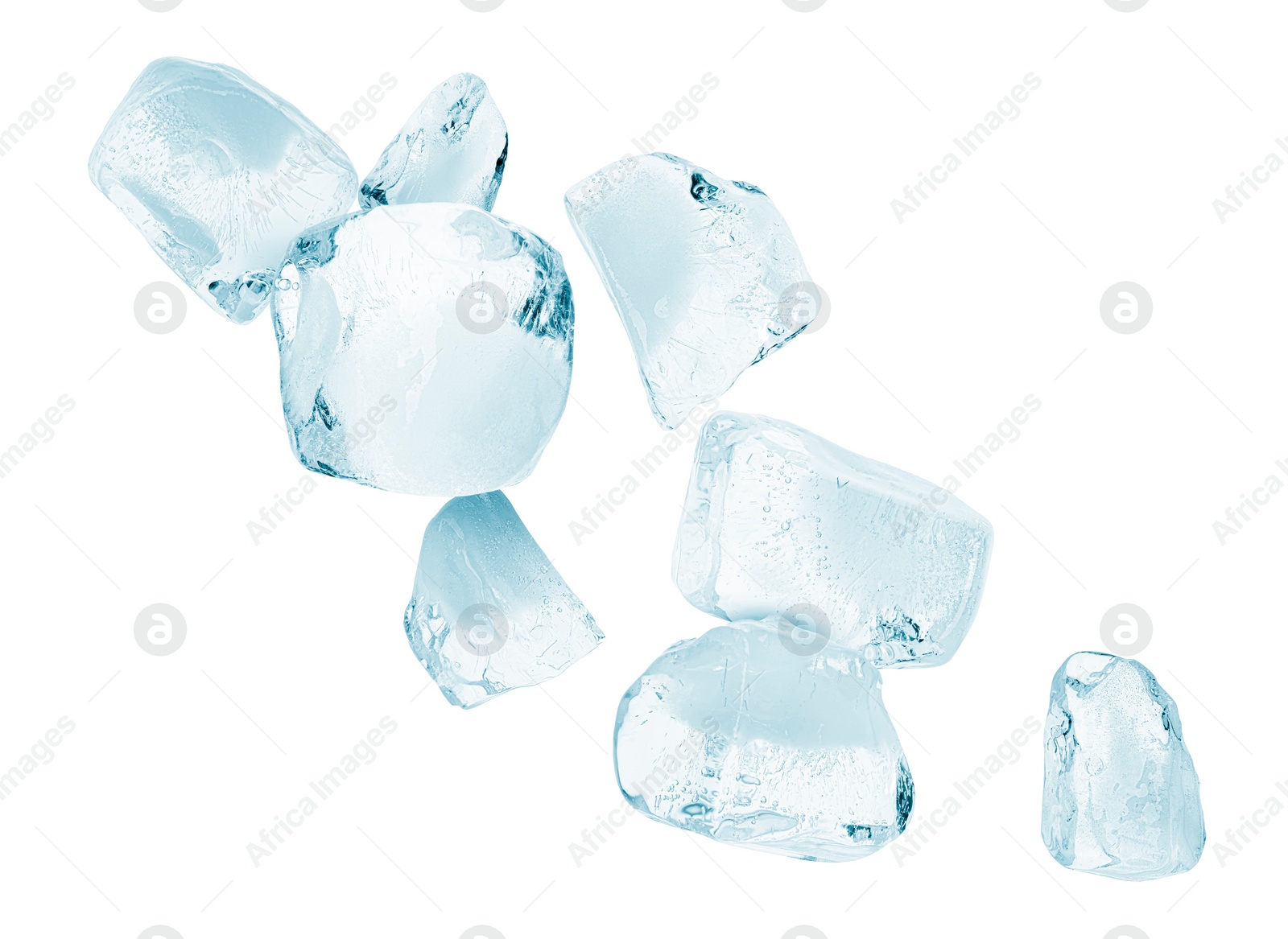 Image of Crushed ice in air on white background