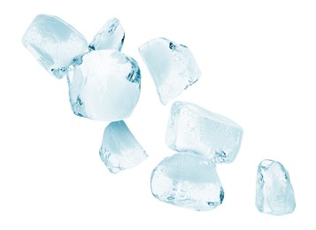 Image of Crushed ice in air on white background