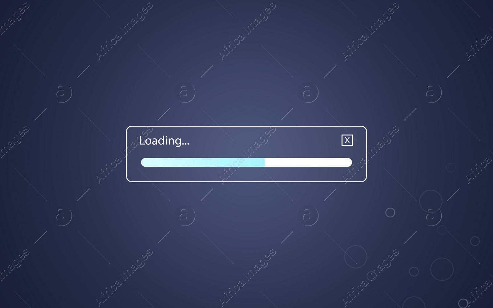 Image of Loading progress screen. Illustration on dark blue background