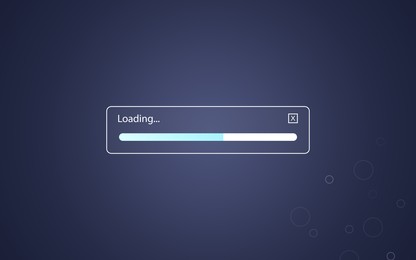 Image of Loading progress screen. Illustration on dark blue background