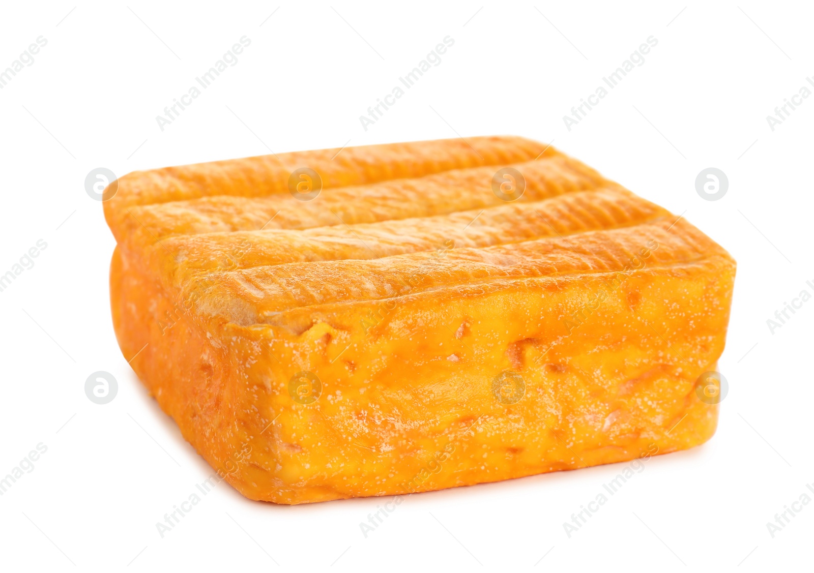 Photo of Block of tasty munster cheese isolated on white