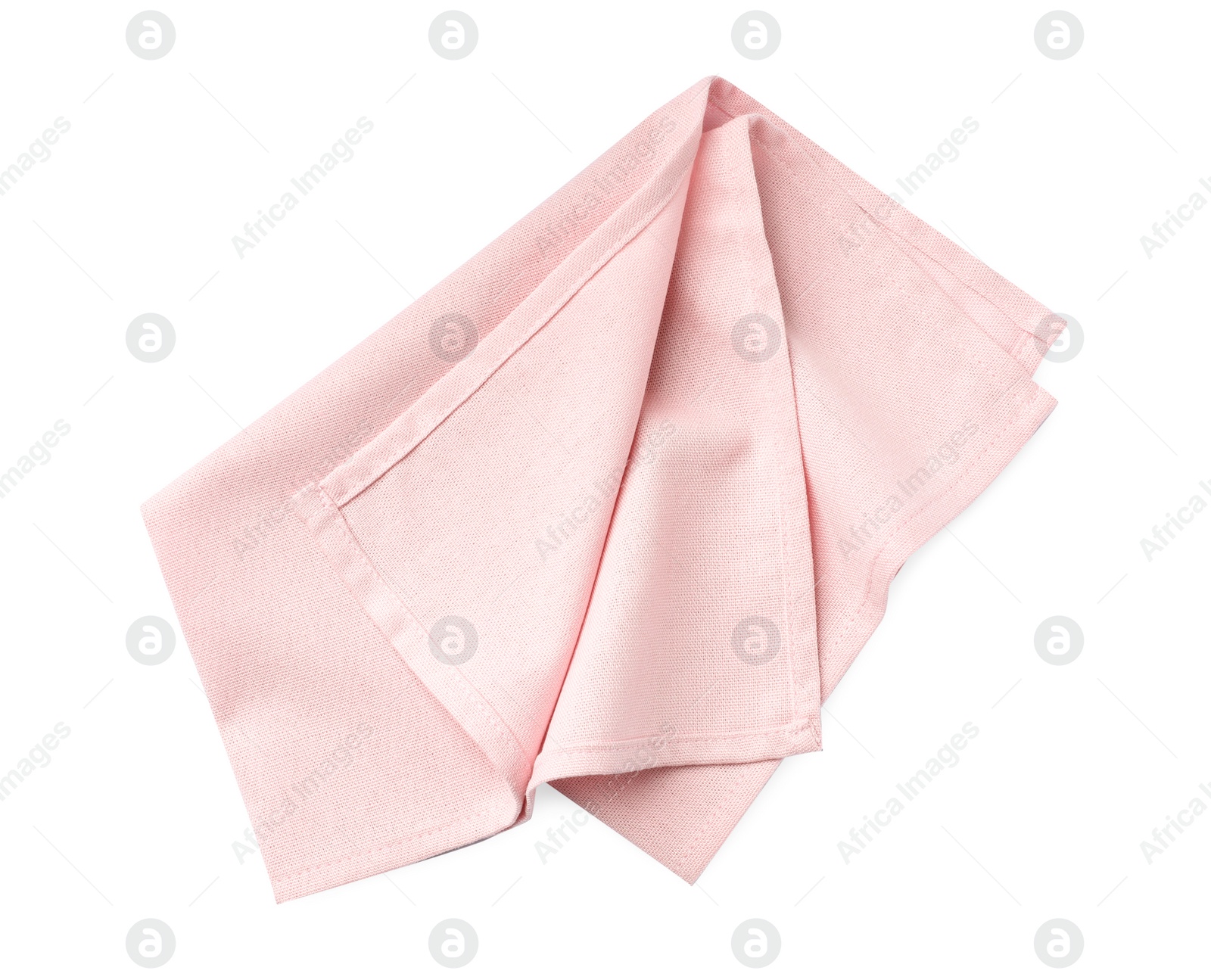 Photo of Pink fabric napkin on white background, top view