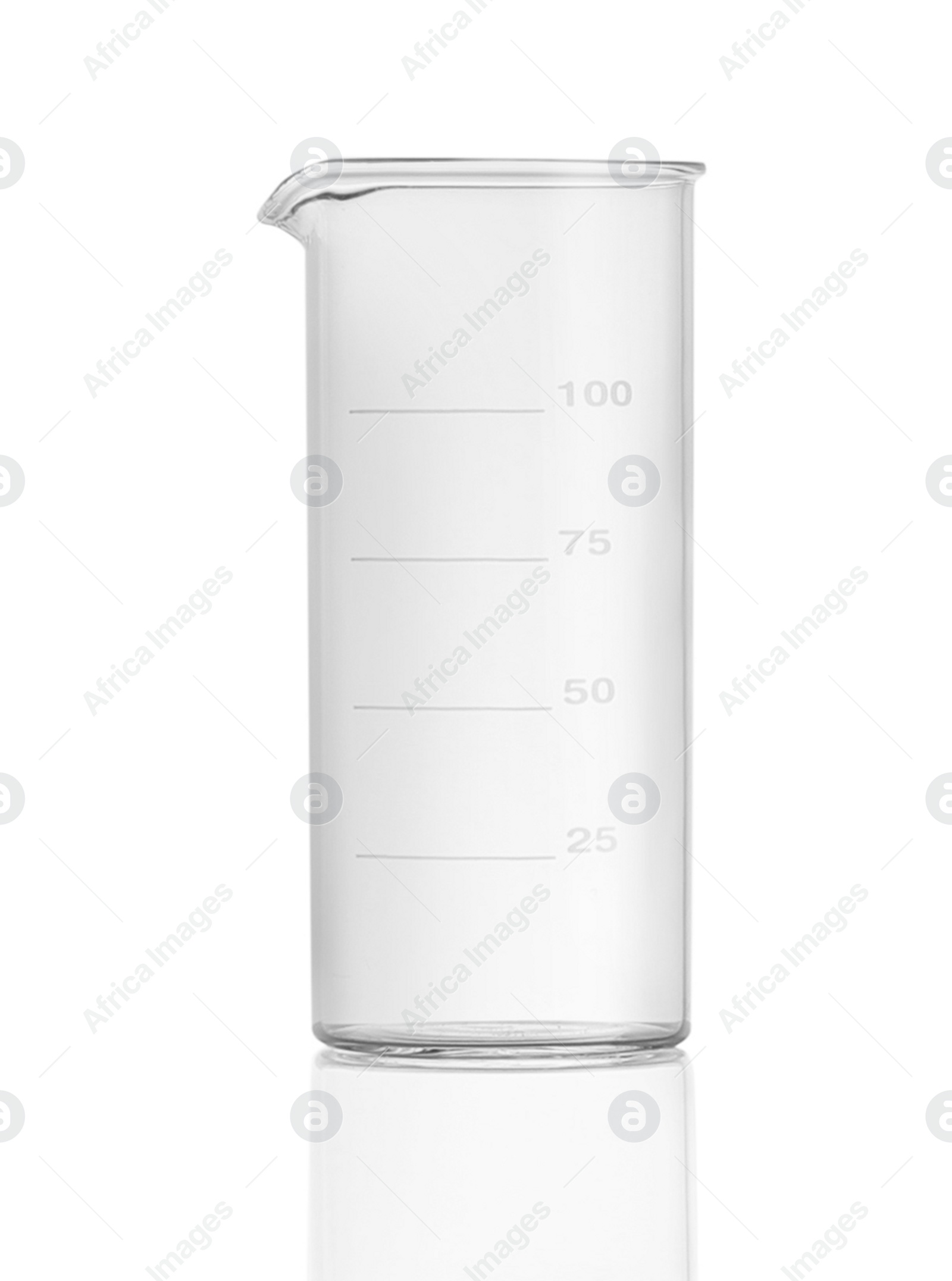 Photo of Empty beaker isolated on white. Laboratory glassware