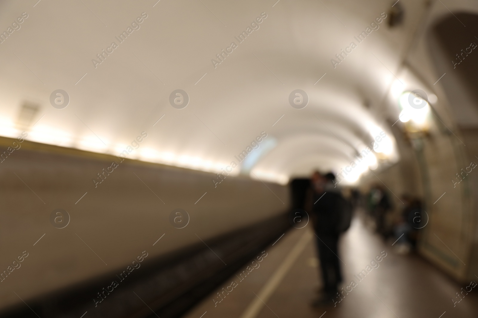 Photo of Blurred view of subway station. Public transport