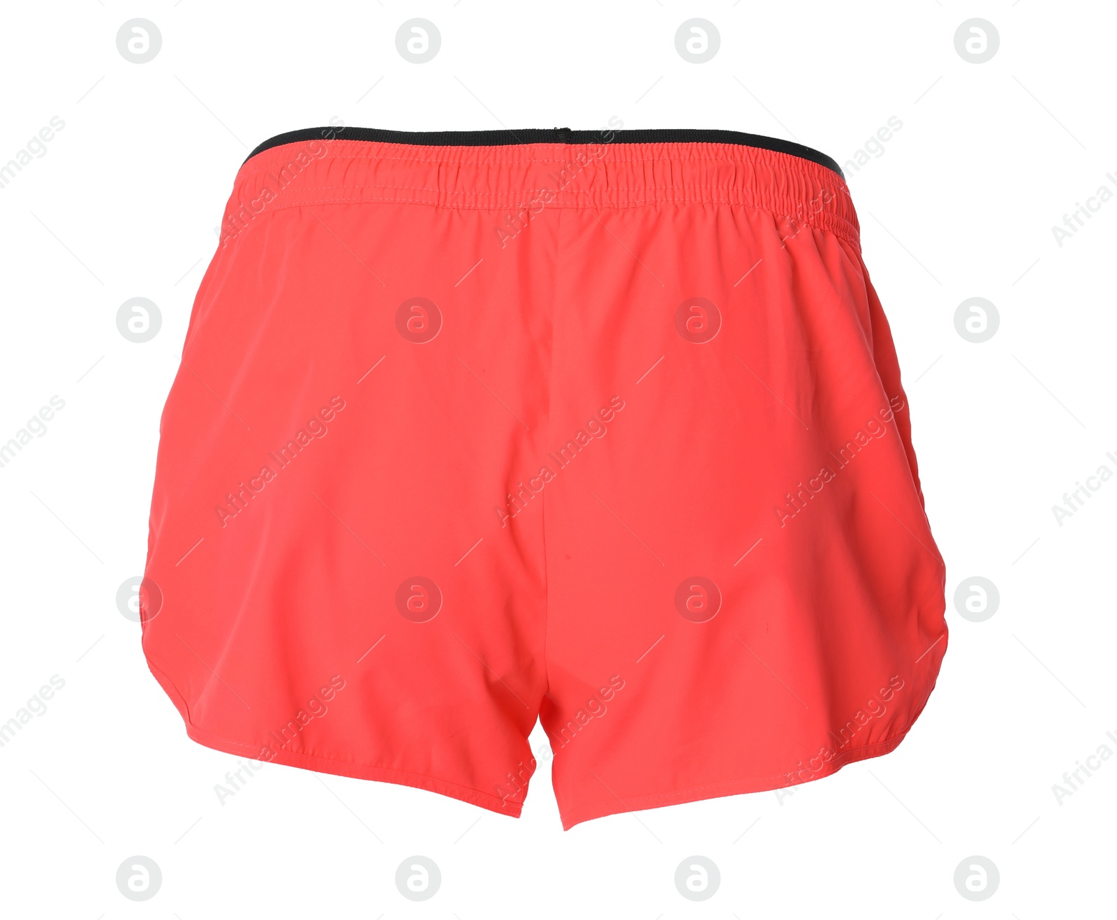 Photo of Coral women's shorts isolated on white. Sports clothing