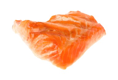 Photo of Piece of tasty grilled salmon isolated on white