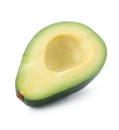 Photo of Half of ripe avocado on white background