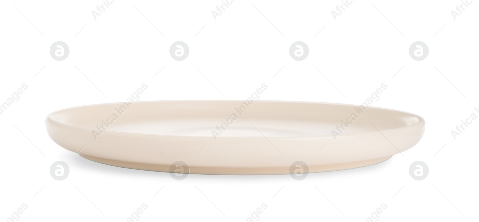 Photo of Empty beige ceramic plate isolated on white