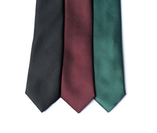 Group of colorful neckties isolated on white