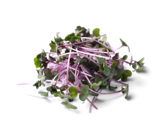 Photo of Heap of fresh organic microgreen on white background