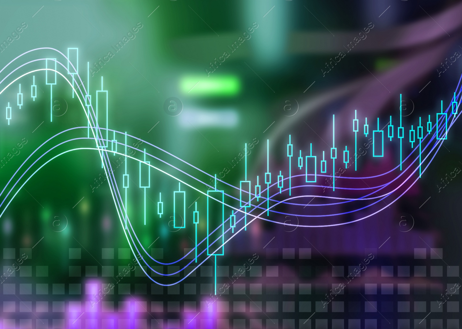 Illustration of Finance trading concept. Digital graphic on blurred background