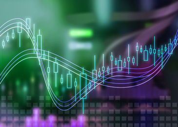 Illustration of Finance trading concept. Digital graphic on blurred background