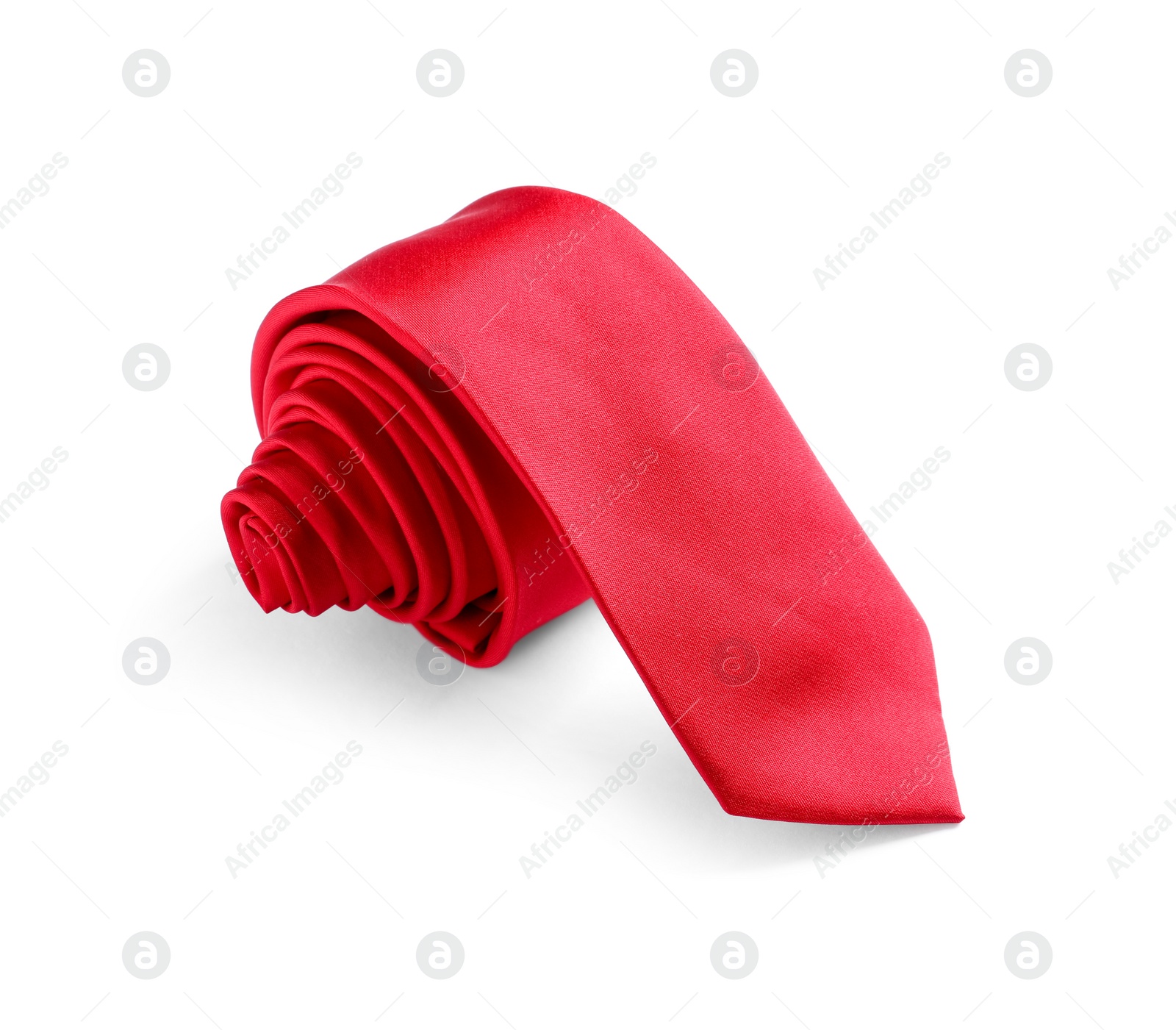 Photo of One red necktie isolated on white. Men's accessory