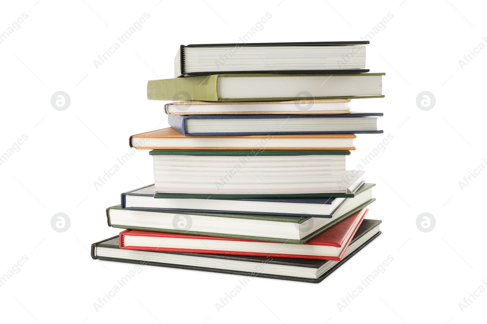 Photo of Stack of hardcover books on white background