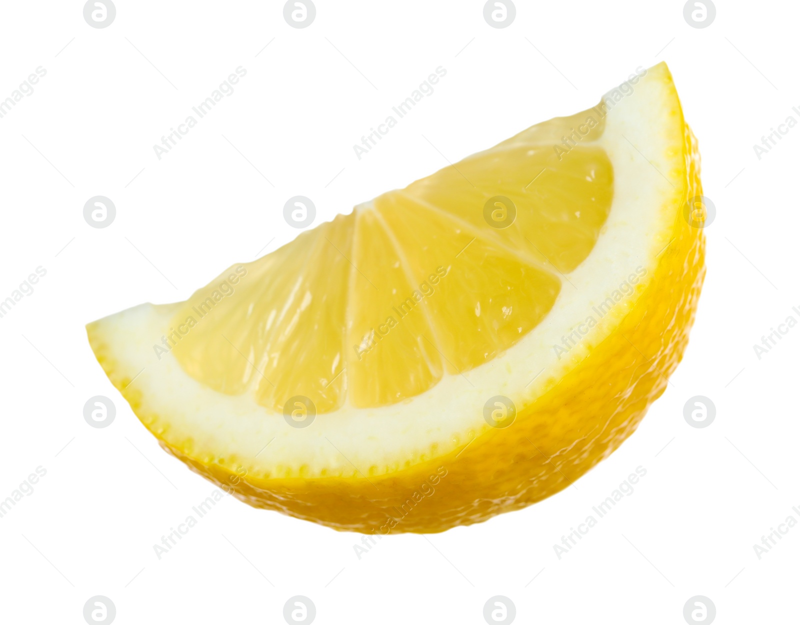 Photo of Slice of fresh lemon isolated on white