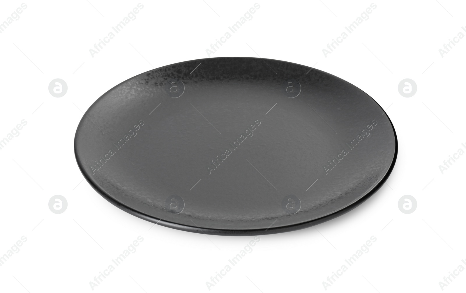 Photo of One beautiful black plate isolated on white