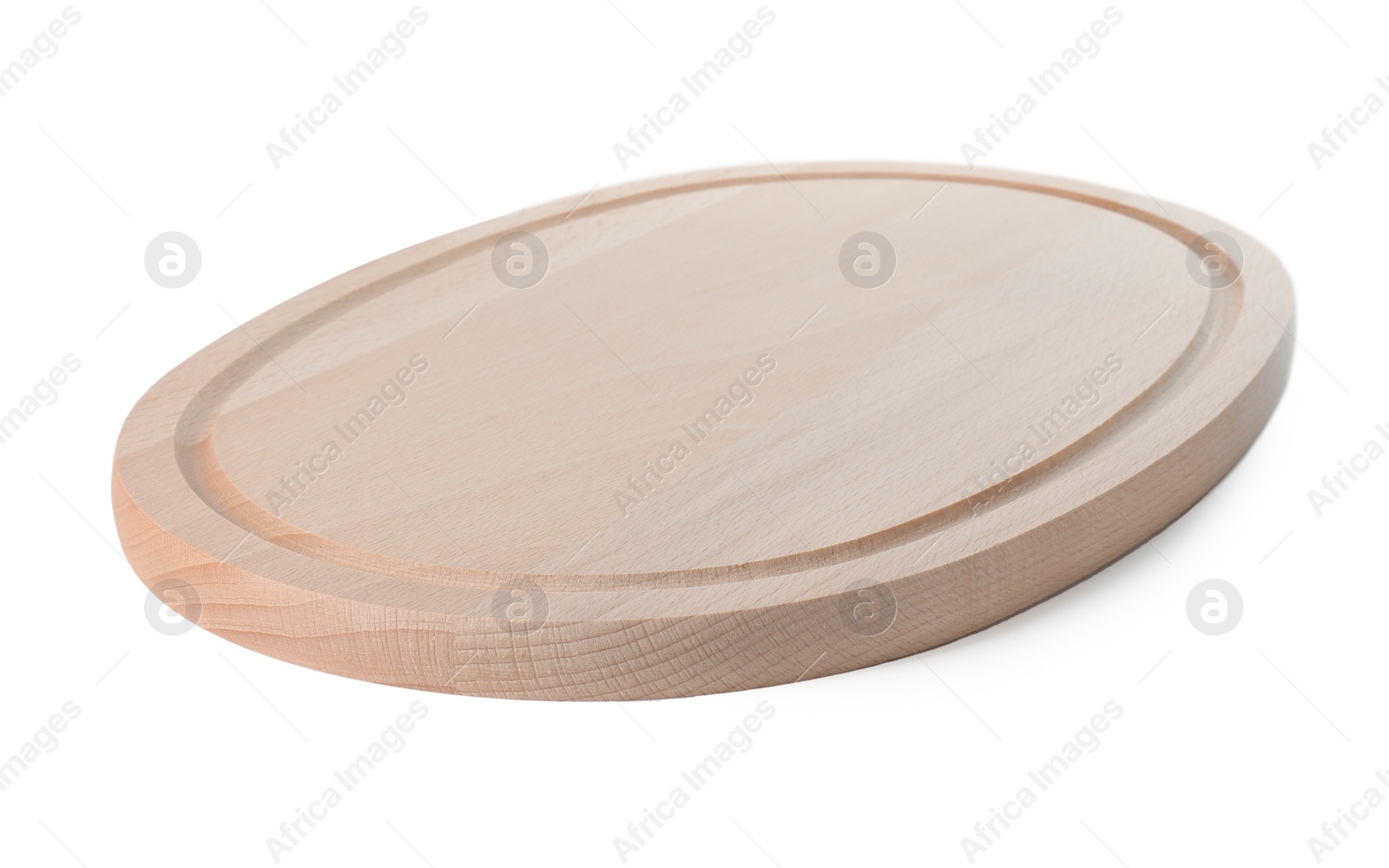 Photo of One wooden cutting board on white background