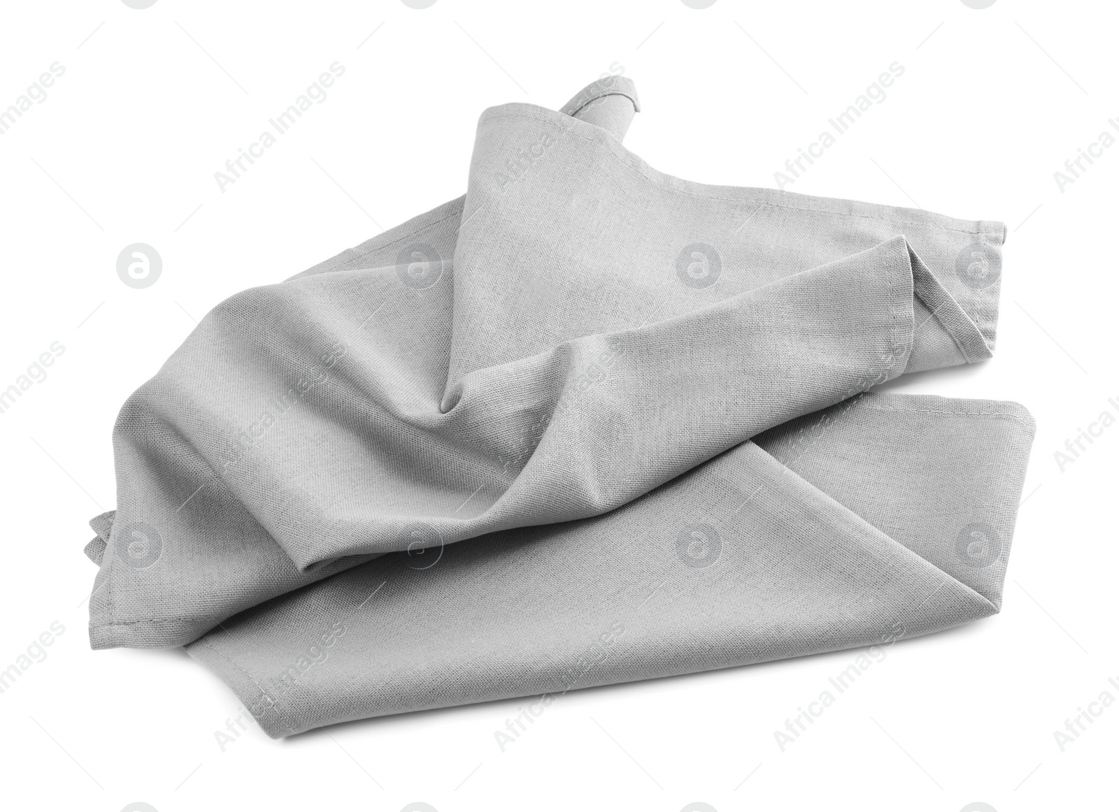 Photo of One grey kitchen napkin isolated on white