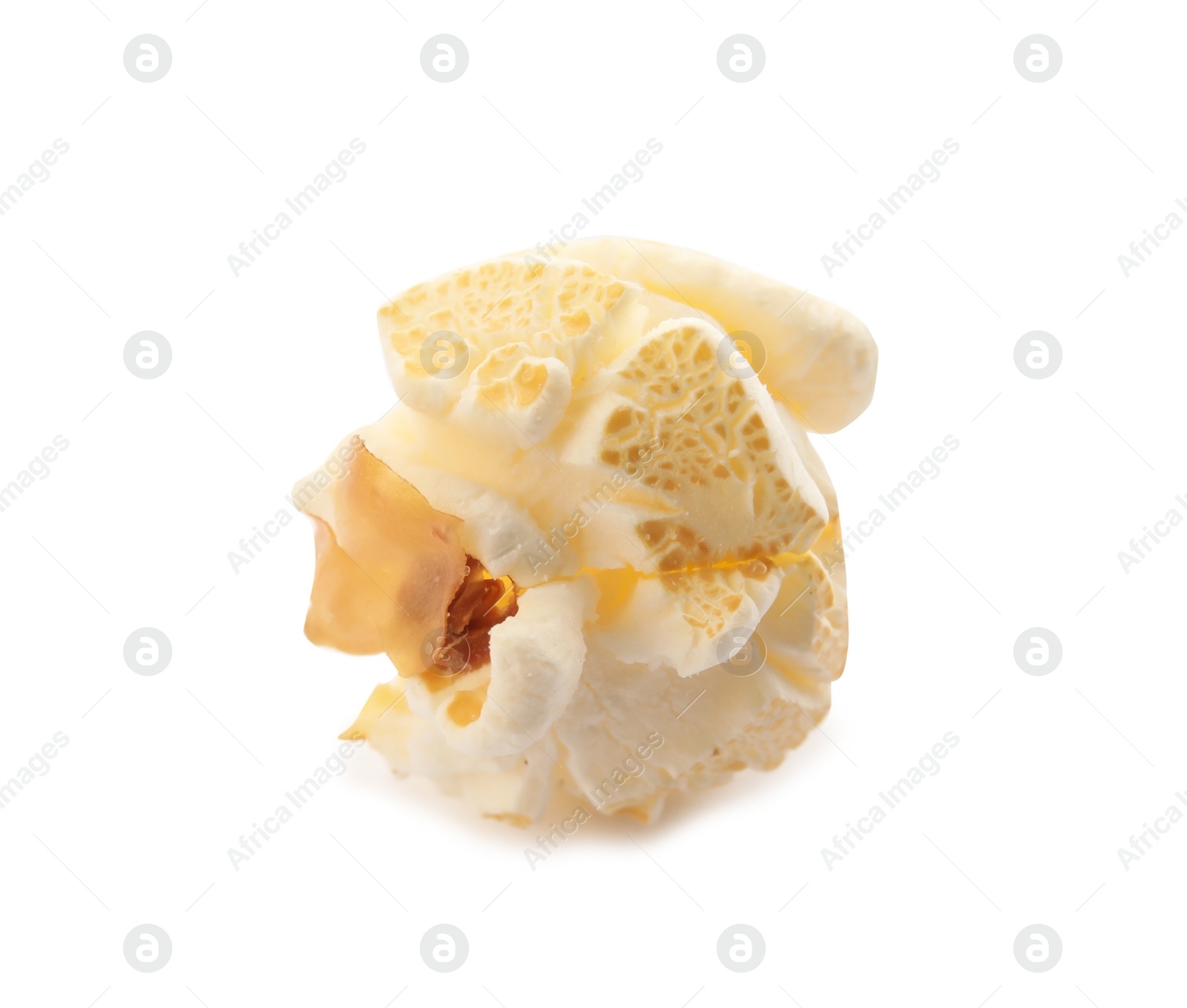 Photo of Tasty fresh popcorn on white background, closeup