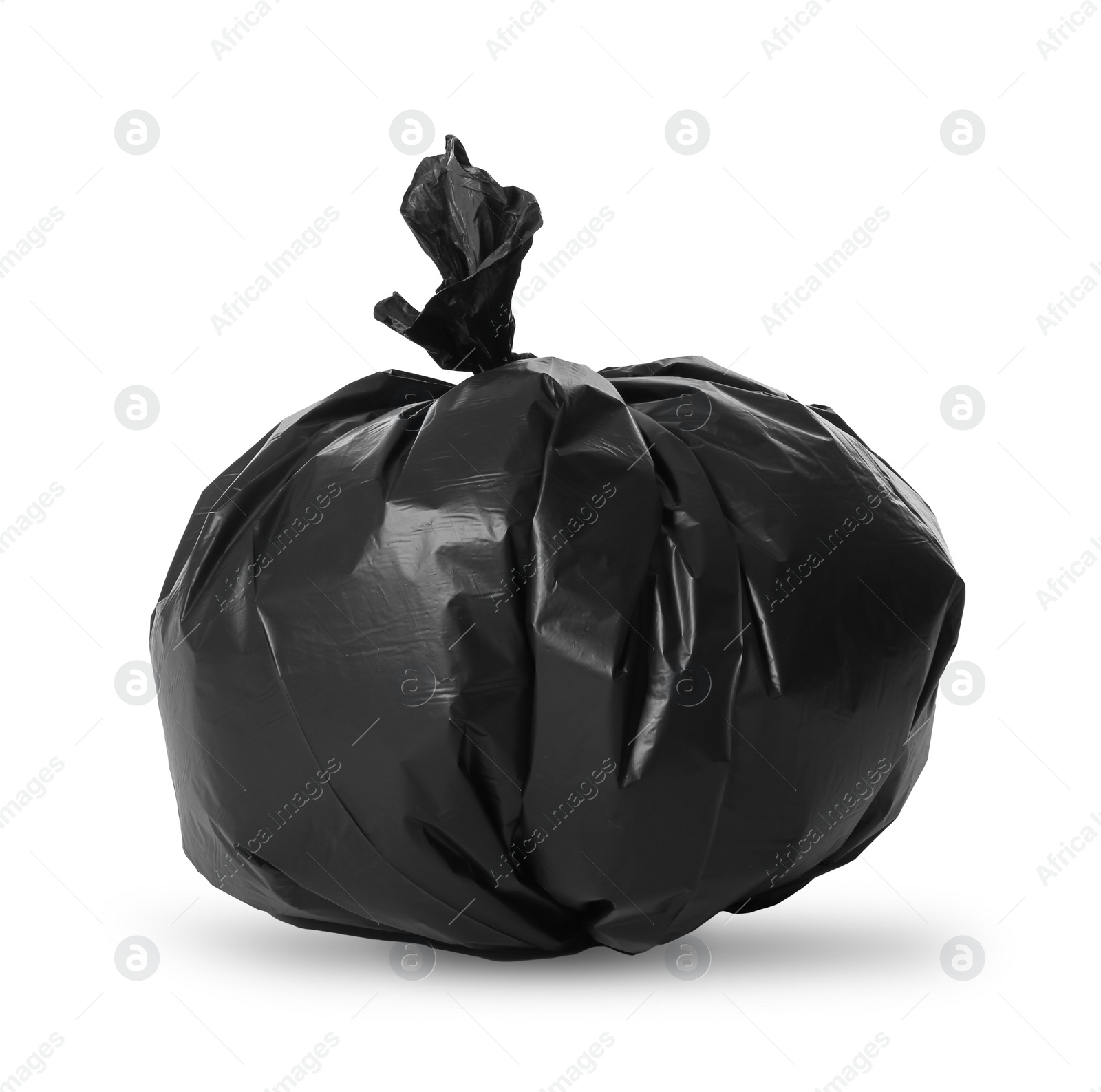 Photo of Trash bag full of garbage isolated on white