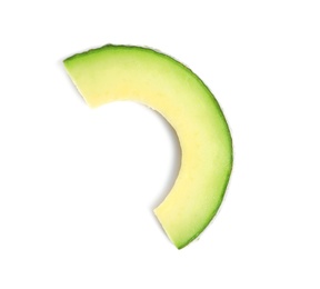 Photo of Slice of avocado on white background