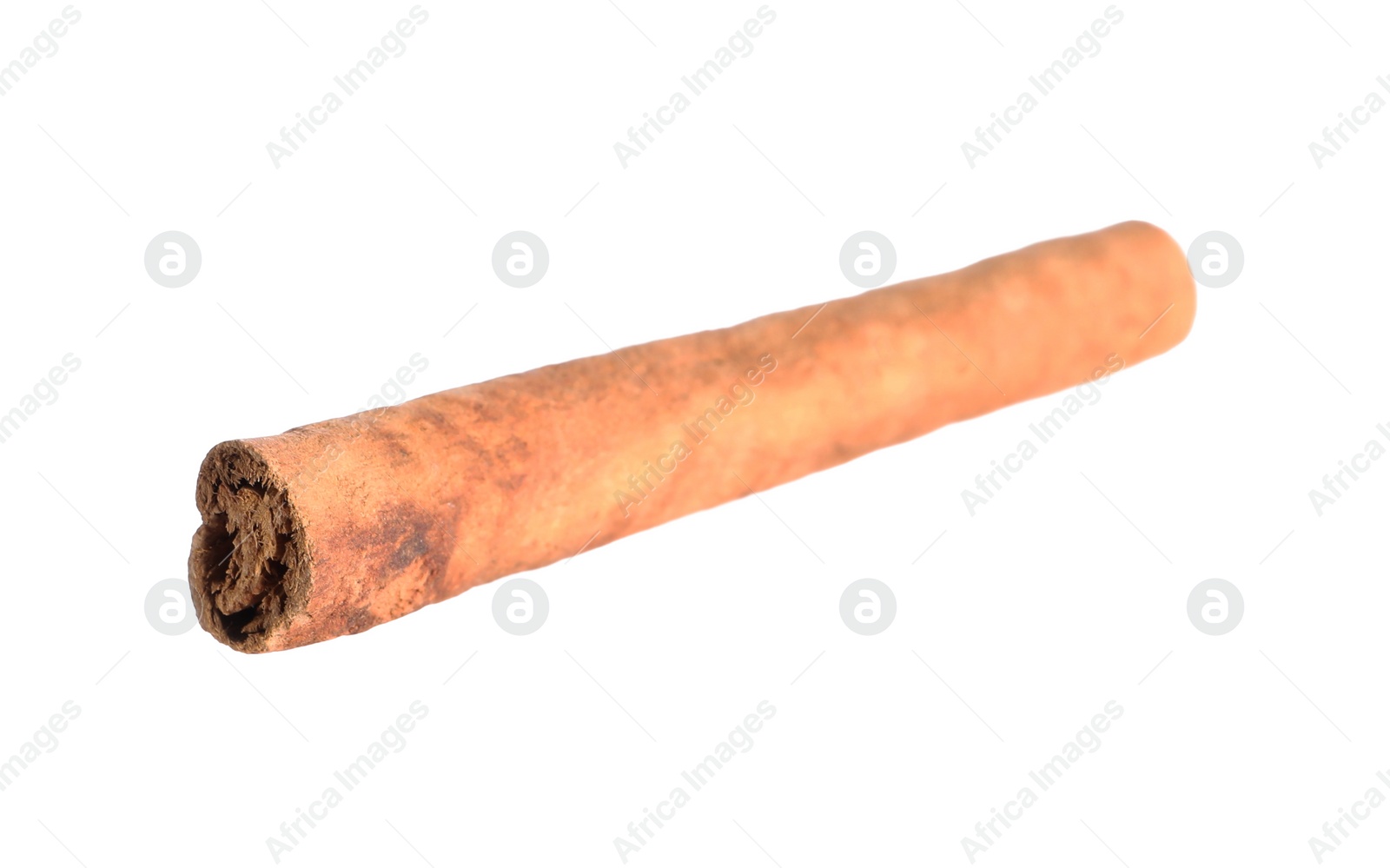 Photo of One aromatic cinnamon stick isolated on white