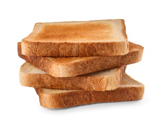 Photo of Slices of delicious toasted on white background